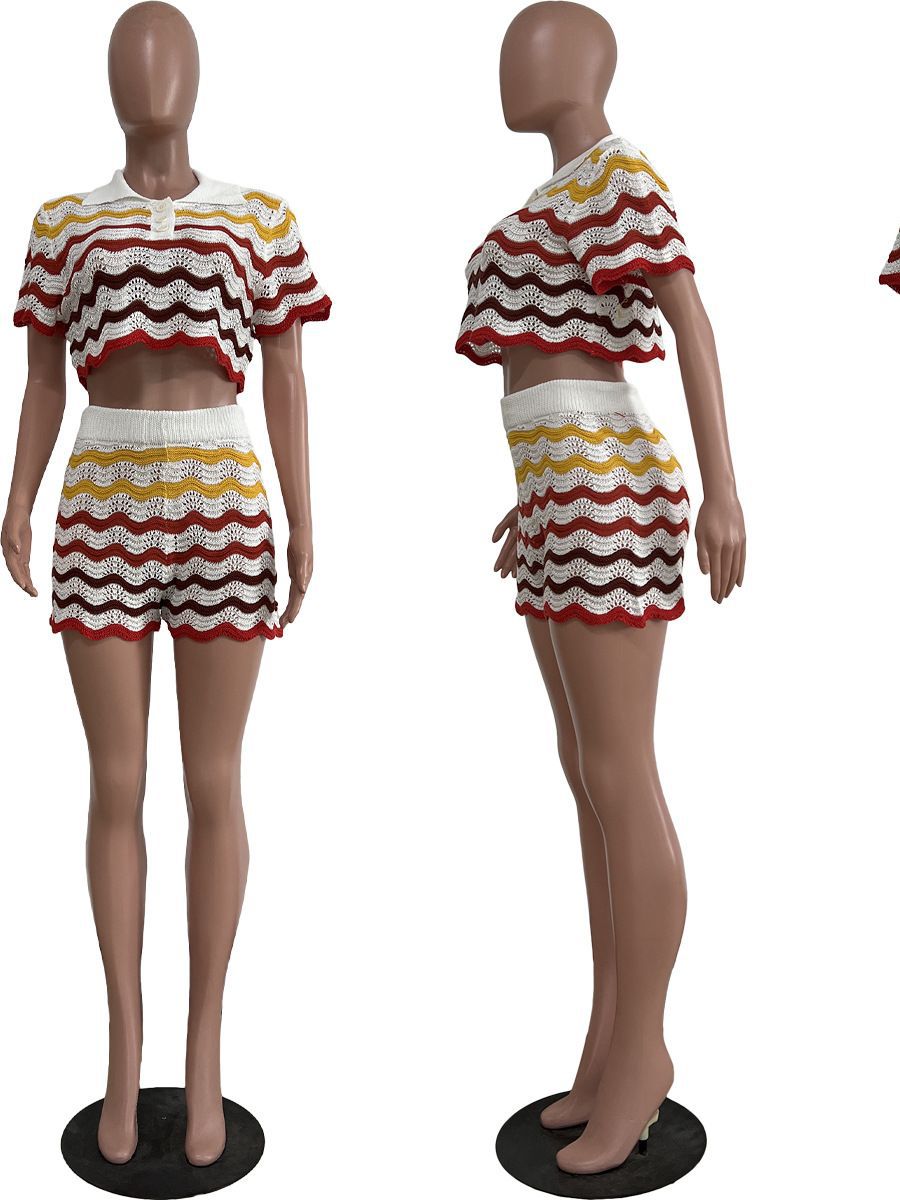 Hand Knitted Casual Shorts Set