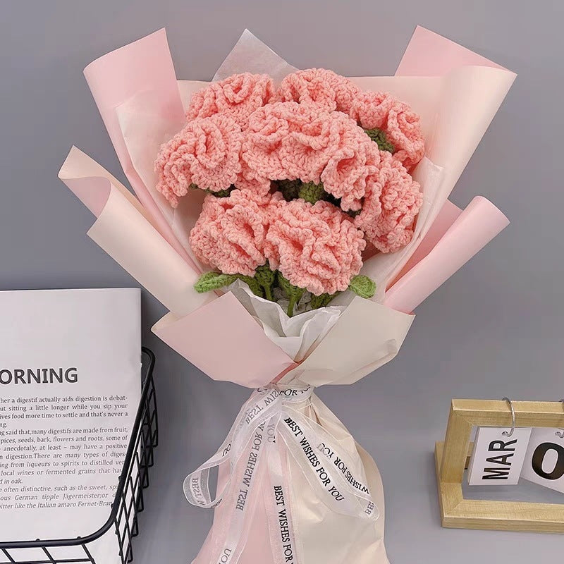 Hand-knitted crochet flowers
