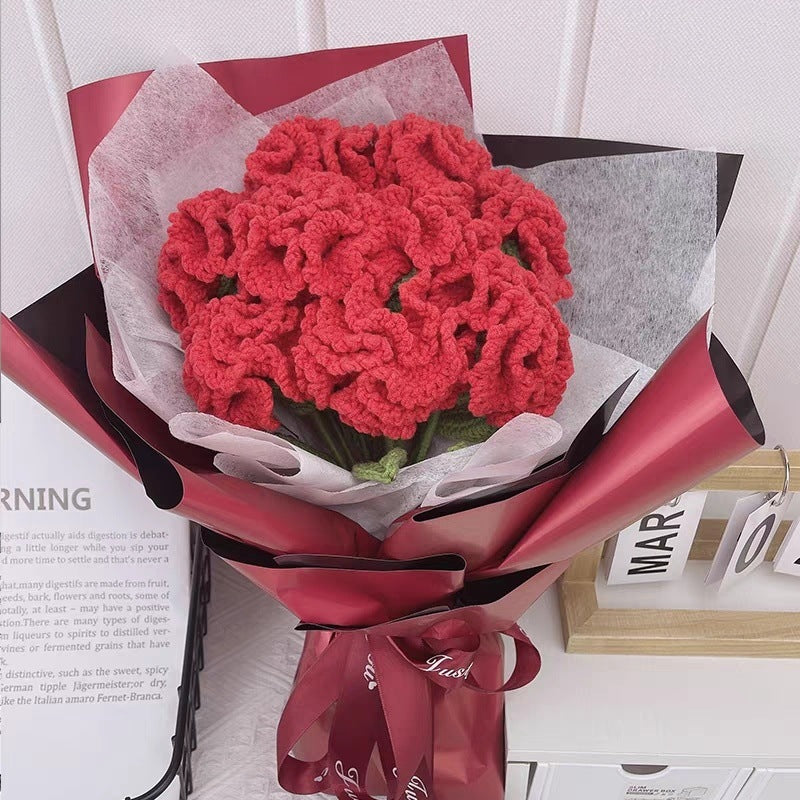 Hand-knitted crochet flowers
