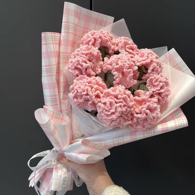 Hand-knitted crochet flowers