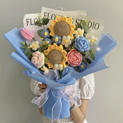 Hand-knitted crochet flowers