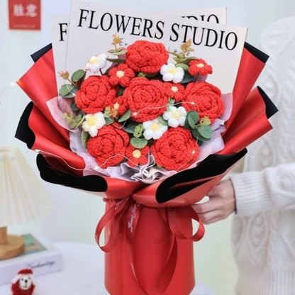Hand-knitted crochet flowers