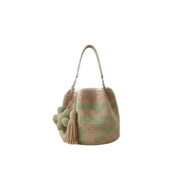 Hand-knitted flower bag