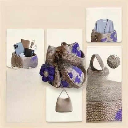 Hand-knitted flower bag