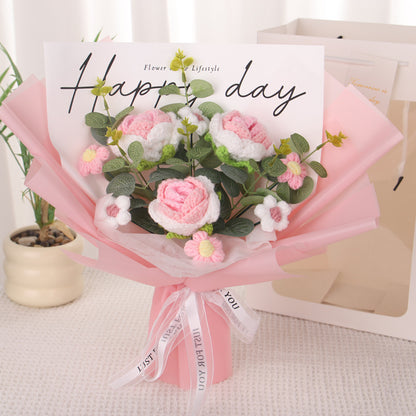 Hand-knitted flowers