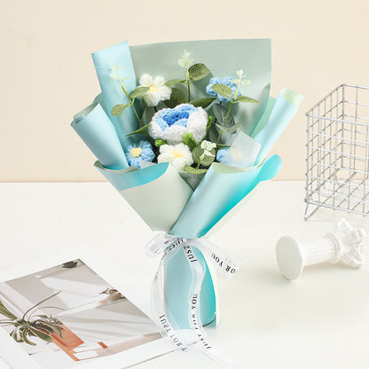 Hand-knitted flowers