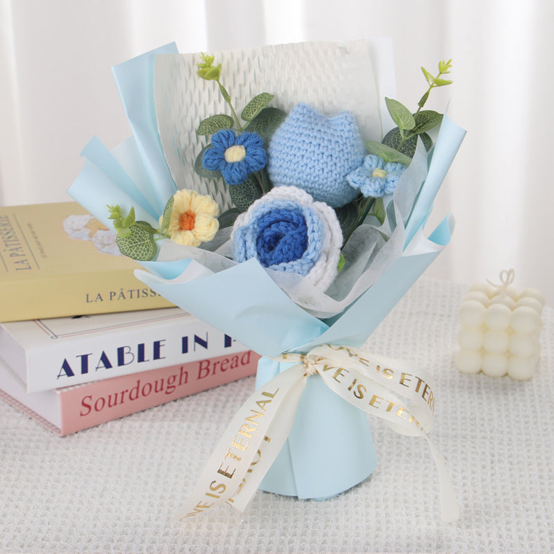 Hand-knitted flowers