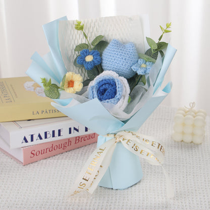 Hand-knitted flowers