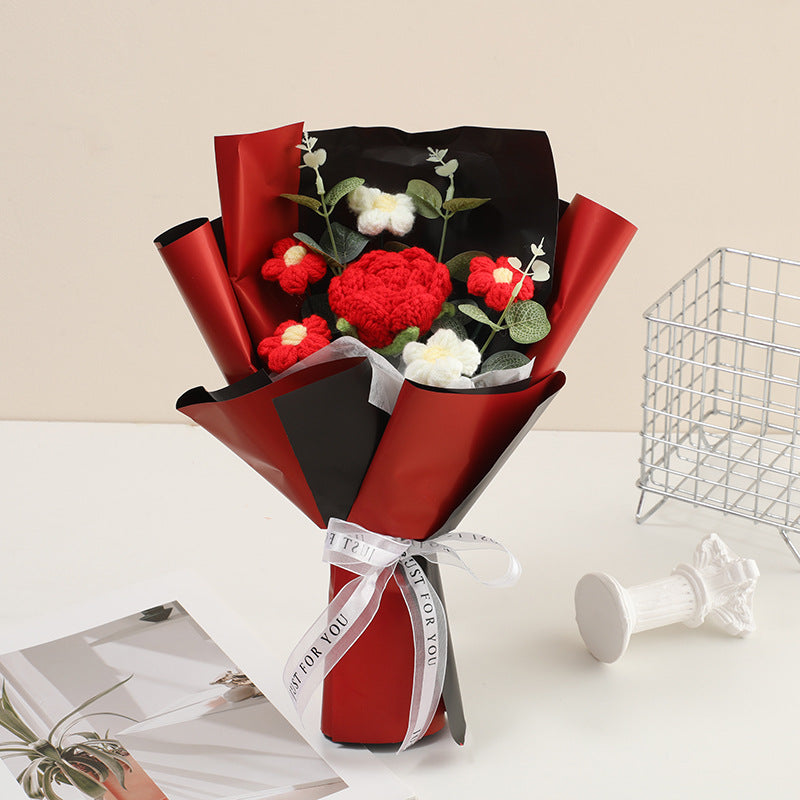 Hand-knitted flowers