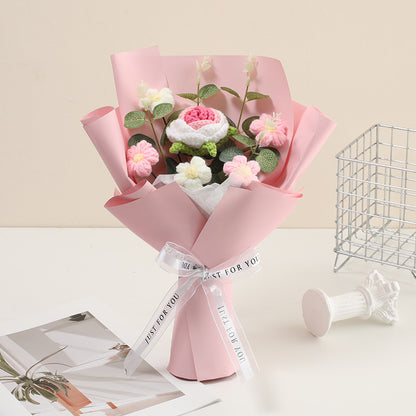 Hand-knitted flowers