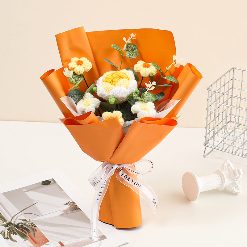 Hand-knitted flowers