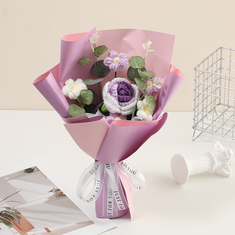 Hand-knitted flowers