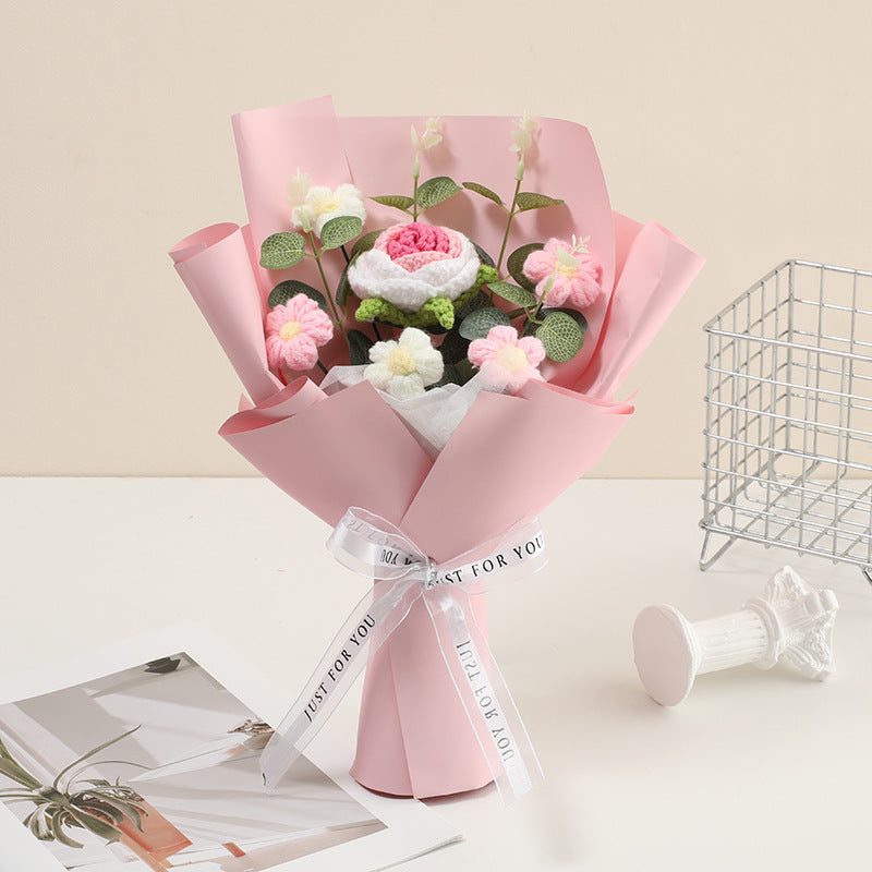 Hand-knitted flowers