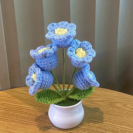Hand-Knitted Simulated Flower Potted Home Decor