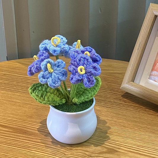 Hand-Knitted Simulated Flower Potted Home Decor