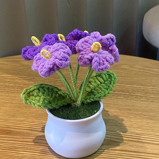 Hand-Knitted Simulated Flower Potted Home Decor