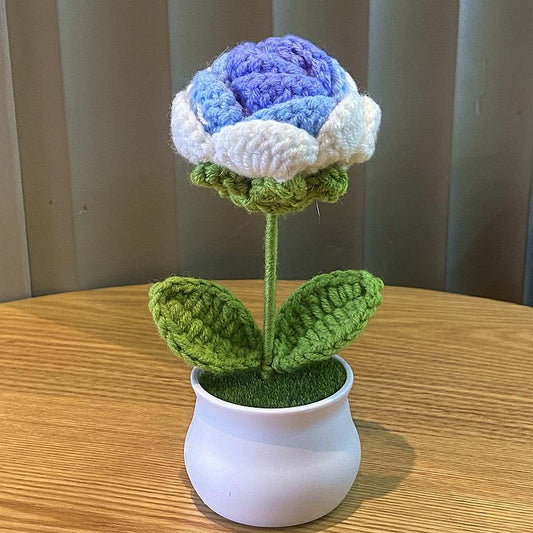 Hand-Knitted Simulated Flower Potted Home Decor