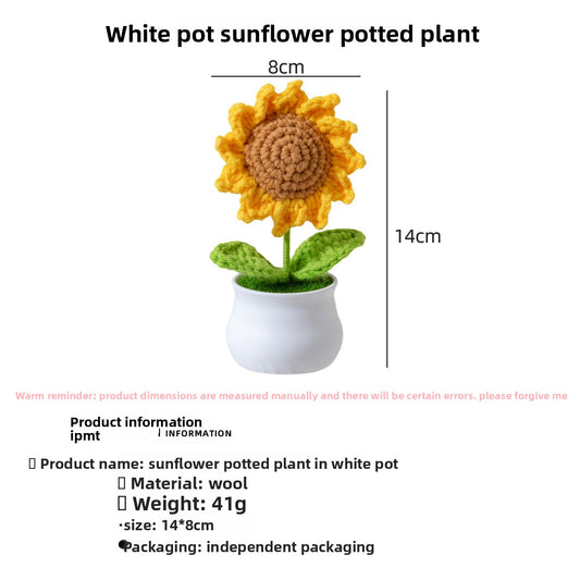Hand-Knitted Simulated Flower Potted Home Decor