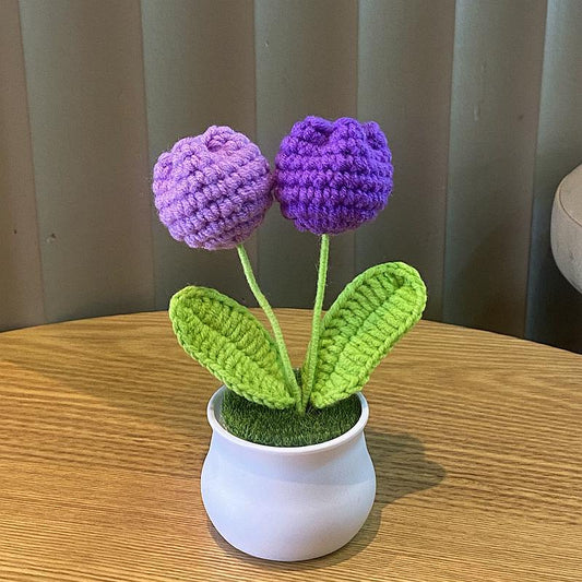 Hand-Knitted Simulated Flower Potted Home Decor