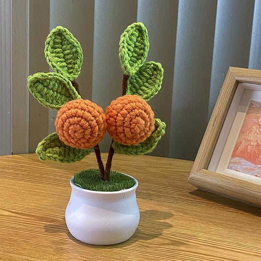 Hand-Knitted Simulated Flower Potted Home Decor