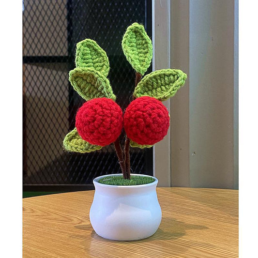 Hand-Knitted Simulated Flower Potted Home Decor