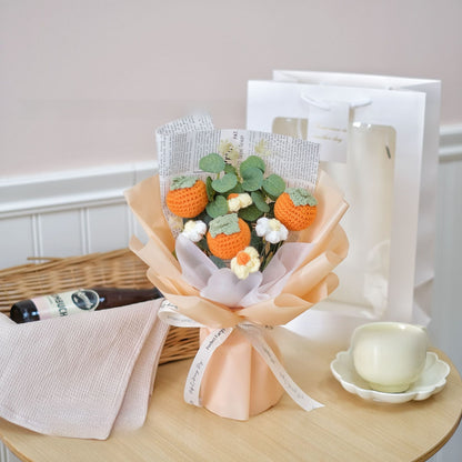 Hand Knitted Wool Flower Bouquet with Gift Bag