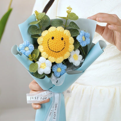 Hand Knitted Wool Flower Bouquet with Gift Bag