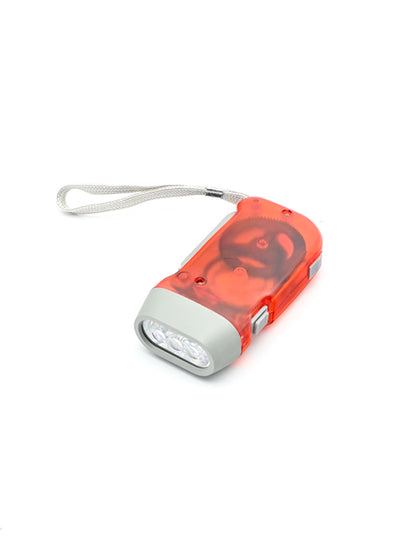Hand-operated automatic power-generating flashlight