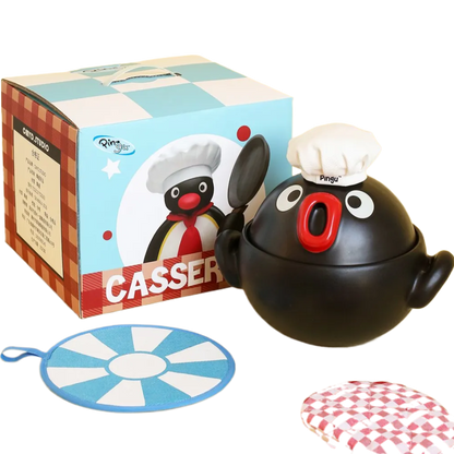 Hand-Painted Ceramic Casserole Pot with Dual Function Lid