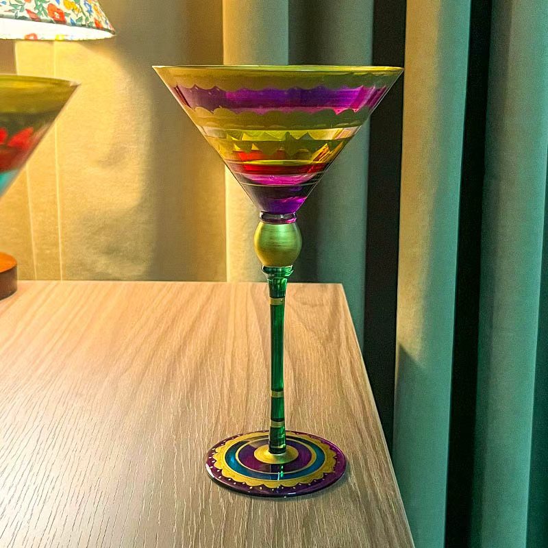 Hand-Painted Crystal Cocktail Glass Retro Goblet