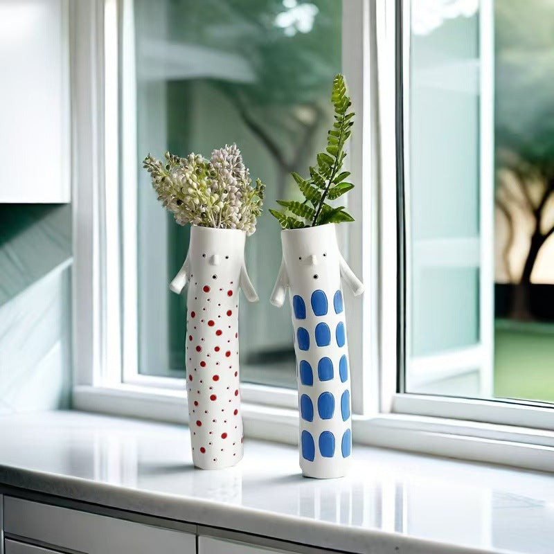 Hand Painted Resin Vase for Home Office Decoration