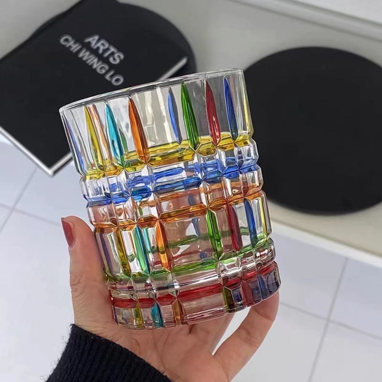 Hand-Painted Textured Glass Drinking Cups