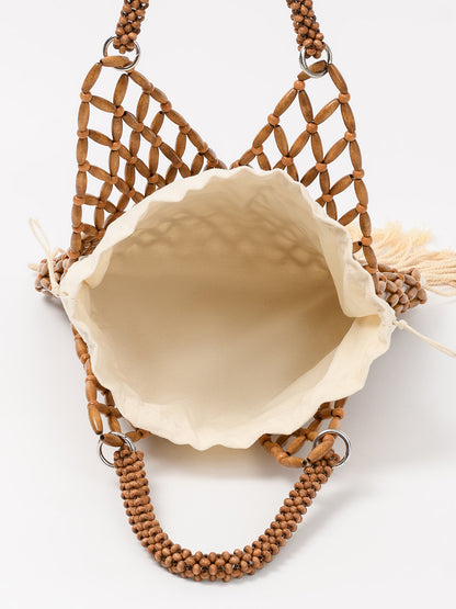 Hand-Woven Beaded Tassel Bag