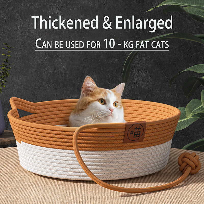 Hand-woven cat bed
