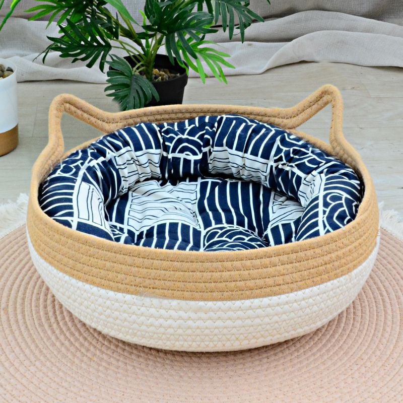 Hand-woven cat bed