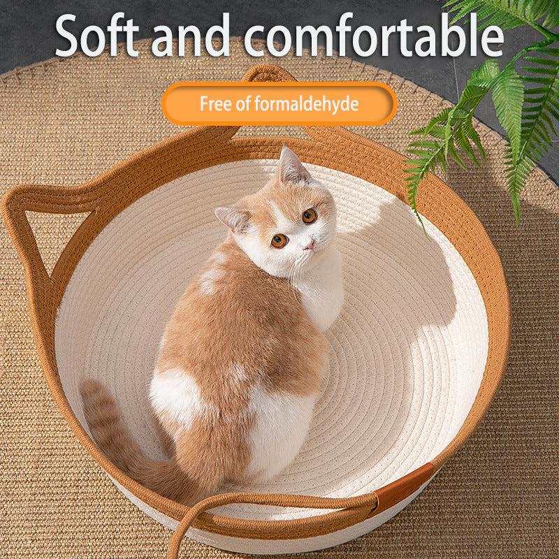 Hand-woven cat bed