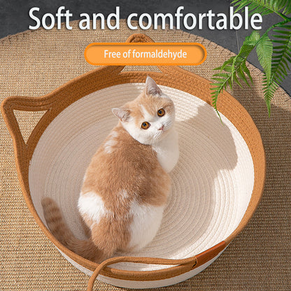 Hand-woven cat bed