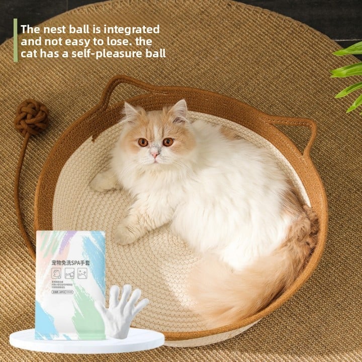Hand-woven cat bed