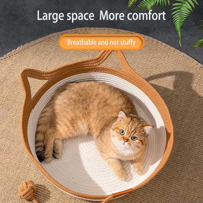 Hand-woven cat bed