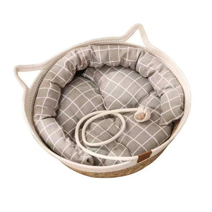 Hand-woven cat bed