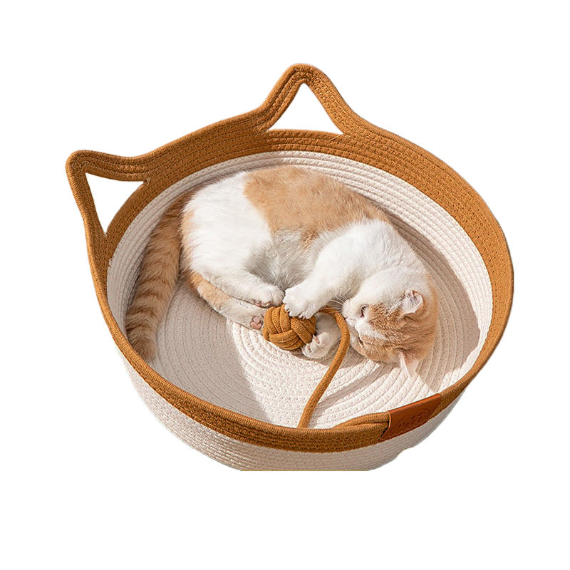 Hand-woven cat bed