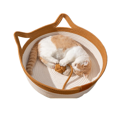 Hand-woven cat bed