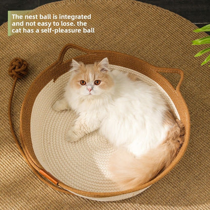 Hand-woven cat bed