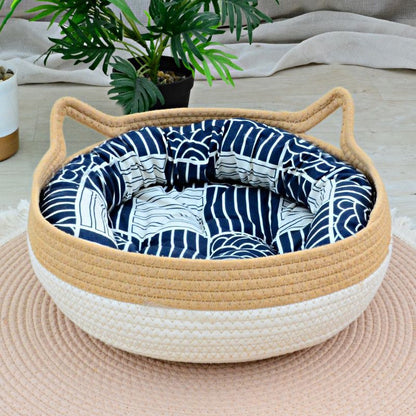 Hand-woven cat bed