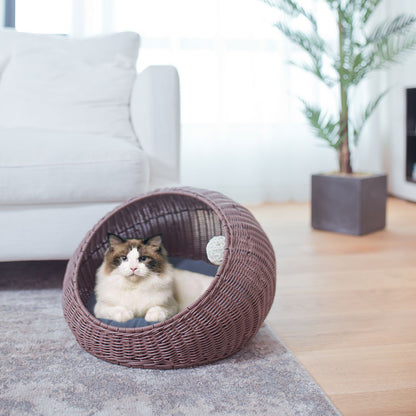 Hand-Woven Cat Nest with Removable Cushion