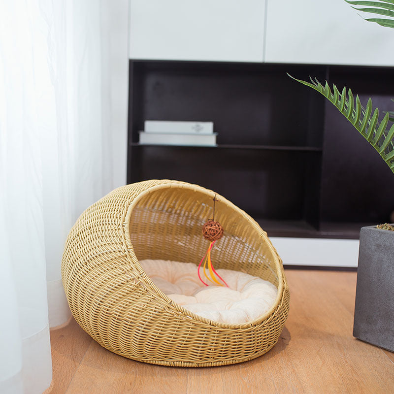 Hand-Woven Cat Nest with Removable Cushion
