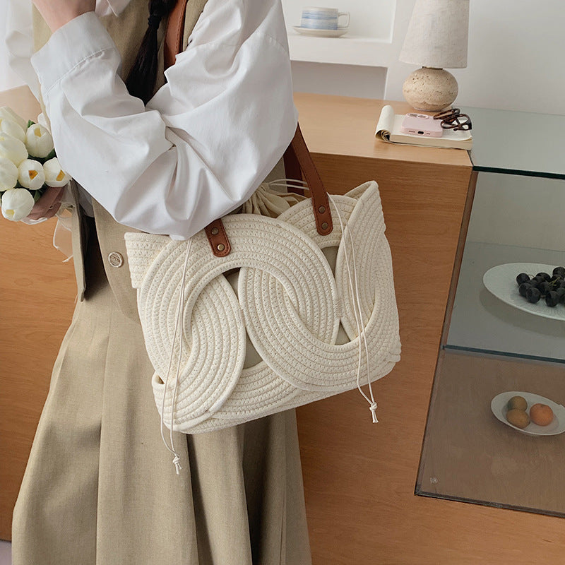 Hand-Woven Hollow Ring Shoulder Bag