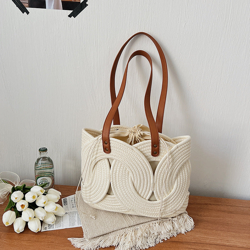Hand-Woven Hollow Ring Shoulder Bag