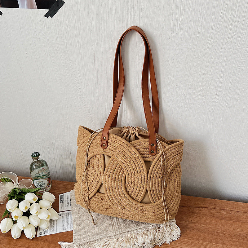 Hand-Woven Hollow Ring Shoulder Bag
