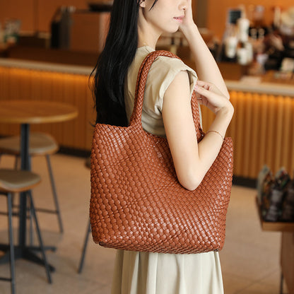 Hand-Woven Square Tote Bag with Magnetic Closure